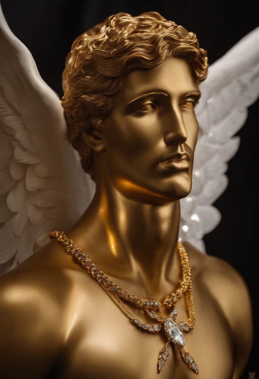 Homem romano realista beleza masculina nariz fino labios carnudos queixo qyadrado diamante. With angel wings on golden heads. Corpo completo virilha volumosa penis grande mala volume sexy