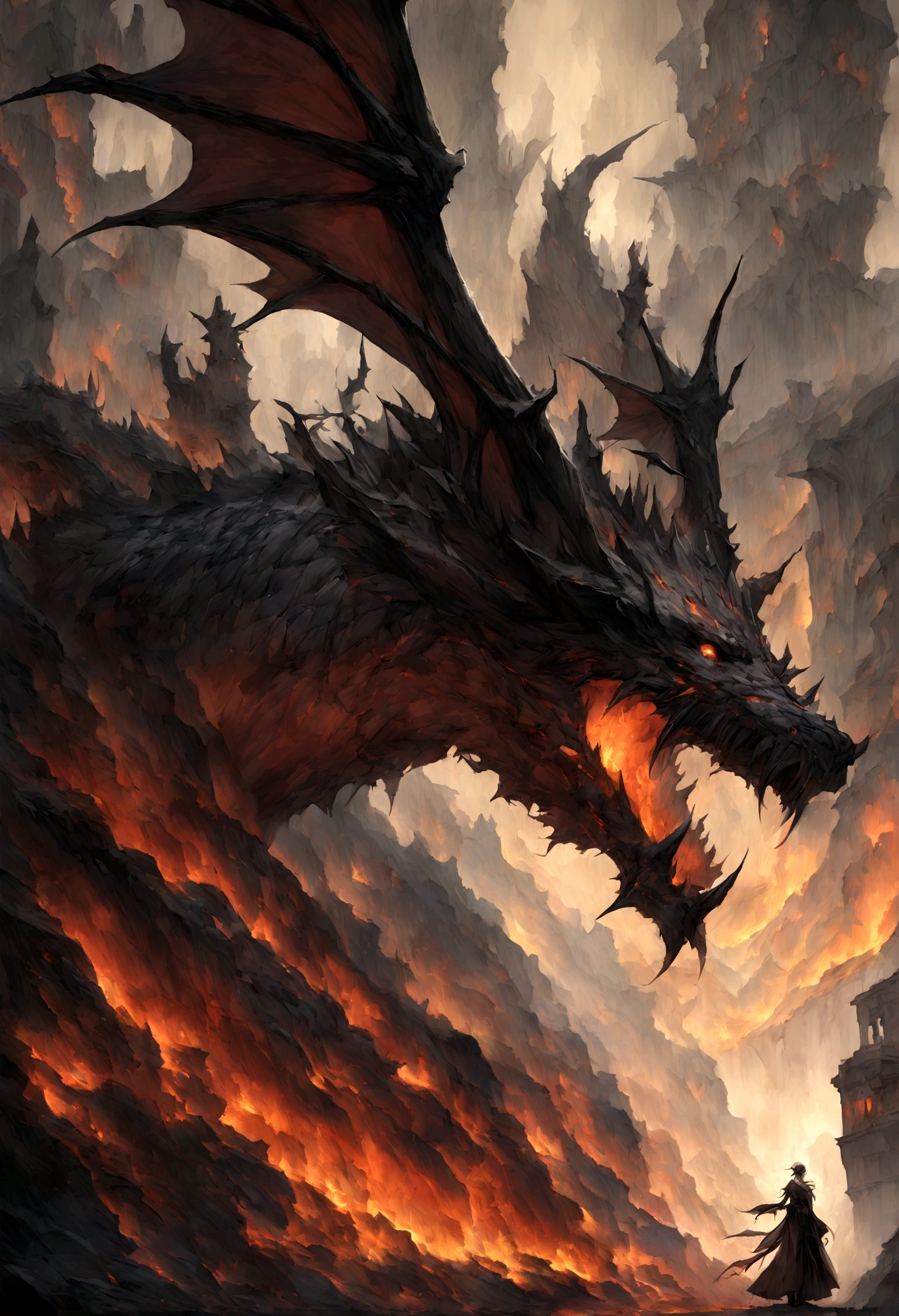 Capture the essence of eternal chaos and impending doom in this masterful graphite rendering by the renowned artist. "Inferno's Majesty: The Malevolent Dragon" is a visual symphony of darkness and despair, a haunting portrayal of a world on the brink of destruction.
The heart of the composition is the malevolent dragon, a creature of unfathomable power and malevolence. Its sinewy body coils like a stormy tempest, every graphite stroke emphasizing its strength and dominance. The dragon's eyes burn with an otherworldly fire, a sinister glow that pierces the very soul of those who dare to meet its gaze. Its teeth, sharp as obsidian blades, drip with a venomous anticipation.
As the dragon rears back, its colossal wings unfurl like the tattered remnants of a fallen kingdom, casting an ominous shadow over the scorched earth below. The skies are choked with smoke and ash, a testament to the devastation that follows in its wake.
But amidst the chaos, a once-mighty citadel stands, now a crumbling bastion of resistance against the dragon's reign of terror. Flames lick at its walls, devouring the grandeur that once defined this majestic fortress. The juxtaposition of the dragon's menacing presence and the fragile beauty of the burning citadel serves as a poignant reminder of the fragility of power and the inevitable march of time.
The artist's meticulous use of graphite allows for a stunning interplay of light and shadow, lending depth and texture to every stroke. The viewer is transported to a realm where fear and awe collide, where the sinister dance of the dragon and the flames is frozen in an eternal moment of chaos.
"Inferno's Majesty: The Malevolent Dragon" is more than a mere artwork; it is an experience that beckons the audience to contemplate the eternal struggle between destruction and resilience, power and vulnerability. The artist's deft hand and keen eye have crafted a masterpiece that will forever haunt the viewer's imagination, a testament to the timeless a