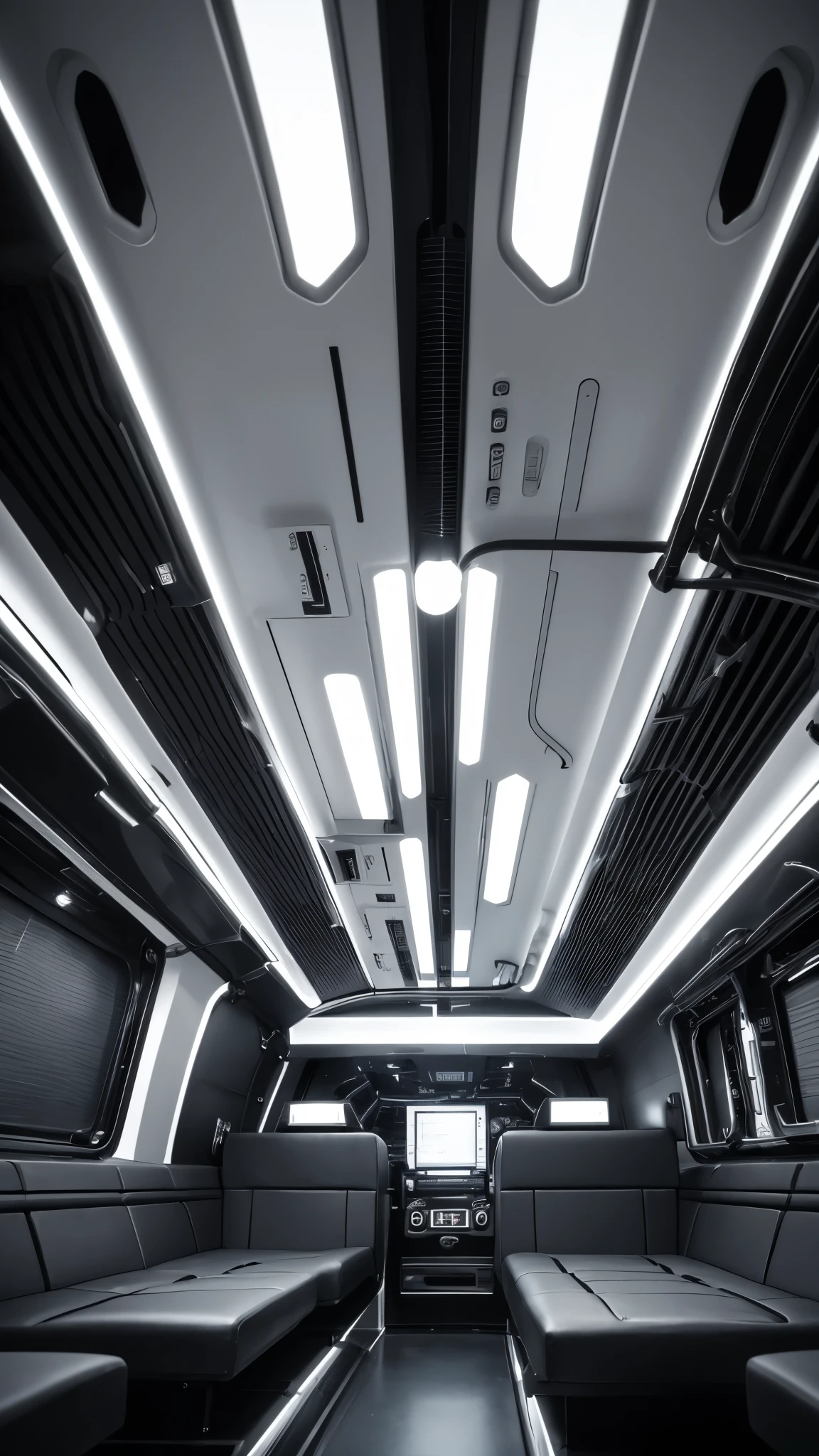 Mechanical Engineering Background, Black and white color scheme, Inside the spaceship