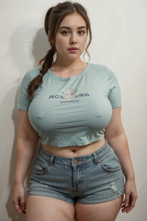 ((best quality)), ((masterpiece)), (detailed), perfect face,
((best quality)), ((masterpiece)), (detailed), perfect face, mature female, thicc, she has a jiggly fat round belly, busty, thick neck, thick body, better known as amouranth, powerful and sexy huge, thight cloths, she is facing the camera, sie boob, curvy figure, bob hairstyle , full body, chubby cheeks, chubby face, chubby arm., Bbwchan, short hair, wearing shorts pants, 1girl, wearing a t-shirt, ponytail.