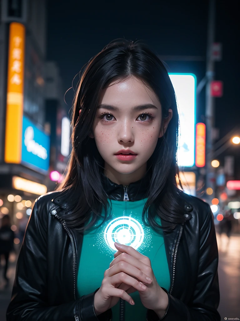 (masterpiece, best quality:1.2), (8k uhd, 16k, 32k, ultra high res), (photorealistic:1.37), (RAW photo), ultimate-realistic, ultimate-realistic details, ultimate-realistic texture, ultimate-intricate details, ultimate-realistic lighting, ultimate-realistic shadow, japanese girl, 1girl, 24yo, ultimate-cute face, ultimate-RAW skin, ultimate-eyes, ((quite a bit body)), A pulsating neon cyberpunk cityscape, every pixel radiates with a vivid intensity against a dark backdrop. Blazing streaks of electric blue and vibrant pink intertwine, creating a mesmerizing visual symphony. The image is a highly detailed digital painting, displaying a futuristic world of advanced technology and urban decay. The intricate design and impeccable color palette evoke a sense of awe and wonder, making it a breathtaking addition to any smartphone screen, Hasselblad X2D 100C + XCD 2,5/25V, F/1.8, (cinematic still:1.2), freckles, 35mm photograph, film, bokeh, professional, 4k, highly detailed, perfect fingers ,Extremely Realistic,