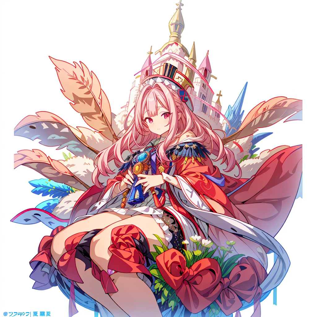 Anime girl with pink hair and pink bow holds candy, , splash anime art , Portrait of a magical girl, Anime Barbie in white stockings, holding pudica pose, Lulu's Workshop, Alchemist Girl, , Charming elf princess knight, Sexy maid in the magical forest, high detailed official artwork, very big breasts, realistically, girl