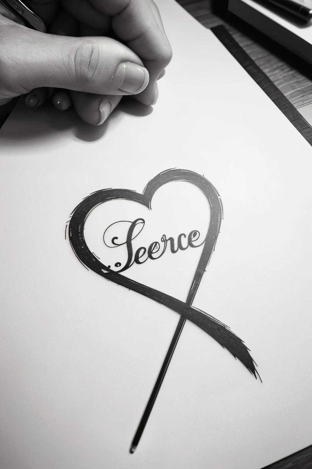 Generate me the design for a delicate tattoo with the word ARE-ROD decorated with a heart 