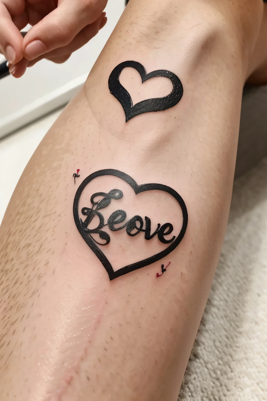 Generate me the design for a delicate tattoo with the word ARE-ROD decorated with a heart 