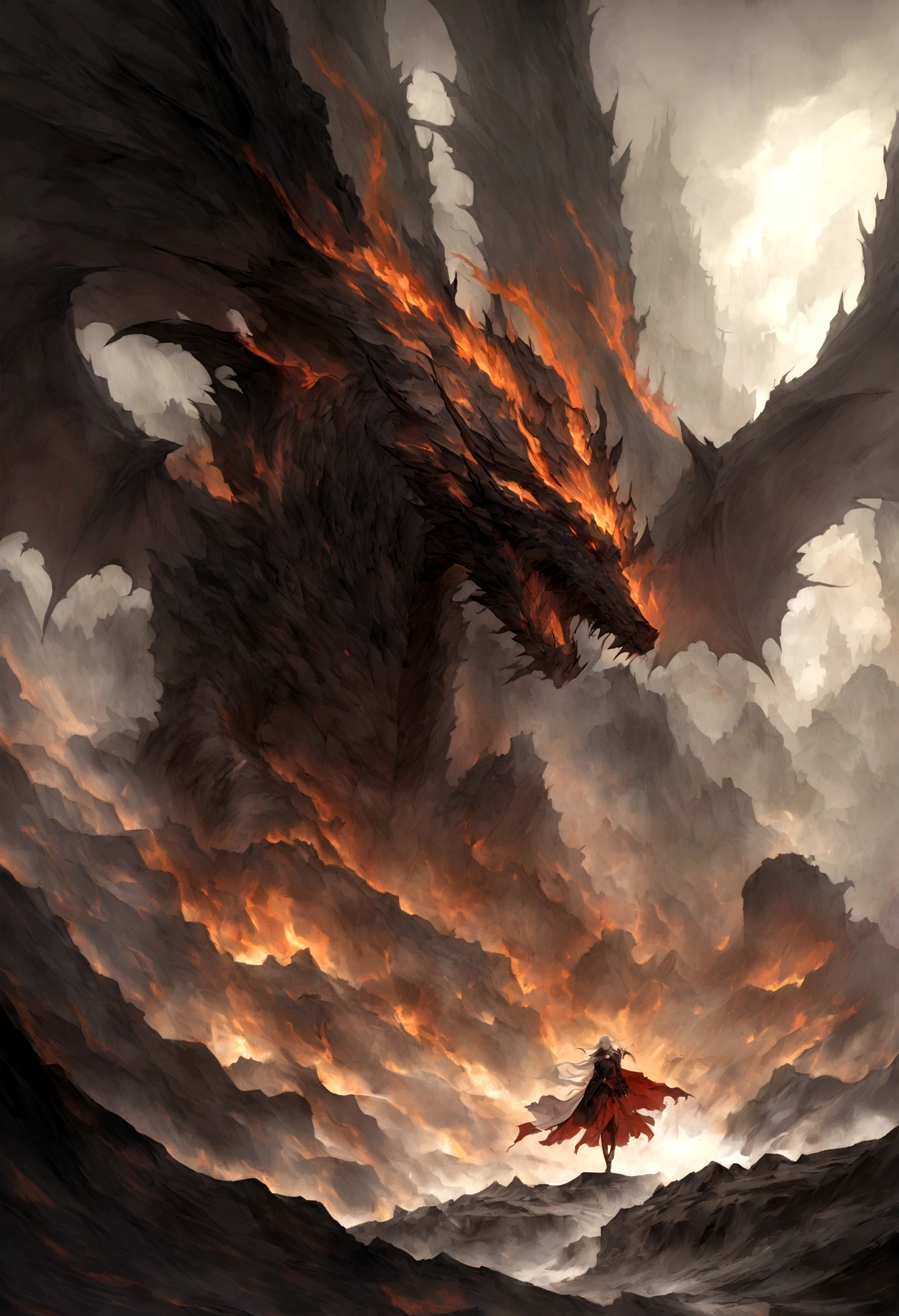 Capture the essence of eternal chaos and impending doom in this masterful graphite rendering by the renowned artist. "Inferno's Majesty: The Malevolent Dragon" is a visual symphony of darkness and despair, a haunting portrayal of a world on the brink of destruction.
The heart of the composition is the malevolent dragon, a creature of unfathomable power and malevolence. Its sinewy body coils like a stormy tempest, every graphite stroke emphasizing its strength and dominance. The dragon's eyes burn with an otherworldly fire, a sinister glow that pierces the very soul of those who dare to meet its gaze. Its teeth, sharp as obsidian blades, drip with a venomous anticipation.
As the dragon rears back, its colossal wings unfurl like the tattered remnants of a fallen kingdom, casting an ominous shadow over the scorched earth below. The skies are choked with smoke and ash, a testament to the devastation that follows in its wake.
But amidst the chaos, a once-mighty citadel stands, now a crumbling bastion of resistance against the dragon's reign of terror. Flames lick at its walls, devouring the grandeur that once defined this majestic fortress. The juxtaposition of the dragon's menacing presence and the fragile beauty of the burning citadel serves as a poignant reminder of the fragility of power and the inevitable march of time.
The artist's meticulous use of graphite allows for a stunning interplay of light and shadow, lending depth and texture to every stroke. The viewer is transported to a realm where fear and awe collide, where the sinister dance of the dragon and the flames is frozen in an eternal moment of chaos.
"Inferno's Majesty: The Malevolent Dragon" is more than a mere artwork; it is an experience that beckons the audience to contemplate the eternal struggle between destruction and resilience, power and vulnerability. The artist's deft hand and keen eye have crafted a masterpiece that will forever haunt the viewer's imagination, a testament to the timeless a