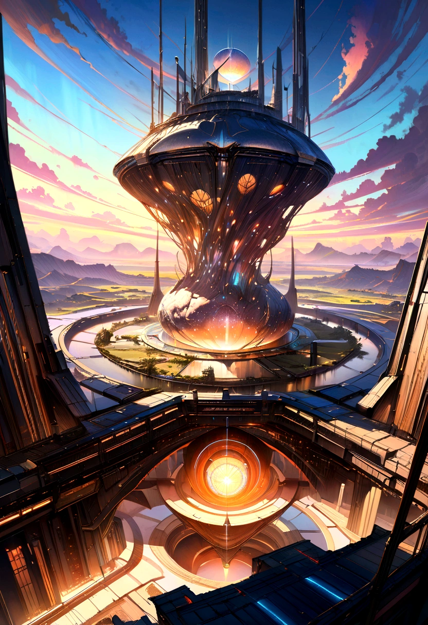 (masterpiece, best quality, ultra-detailed:1.2, realistic, super photorealistic, realistic illustration, 8k),

professional color grading, sharp focus, professional lighting, depth of field, ((landscape)), ((sci-fi movie)), ((concept art))

A highly detailed anime-style still art, Ghibli studio style, masterpiece, official art, professional, ((ultra-detailed)), 8k, ((Not show people)), Arabesque pattern, city where everything is made of reflective surfaces and mirrors, creating infinite reflections and a sense of endless space. The architecture is abstract and futuristic, with floating buildings and pathways made of light. The sky is a shifting blend of colors, with auroras and shimmering lights creating an ethereal atmosphere. The city is inhabited by ethereal beings who navigate the mirrored landscape with grace and fluidity