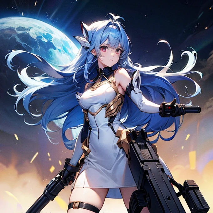 beautiful girl　Hold the Gatling Gun