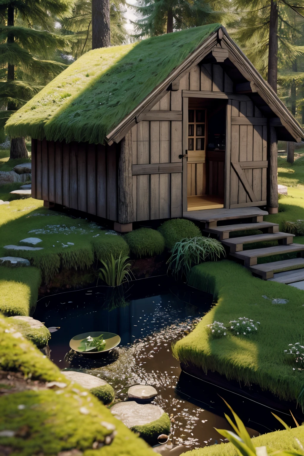 masterpiece, highest quality, (Very detailed CG unity 8k wallpaper), (highest quality), (Best illustrations), (Best Shadow), A round radish hut covered with moss, Isometric 3D , Octane Rendering, Ray Tracing, Very detailed