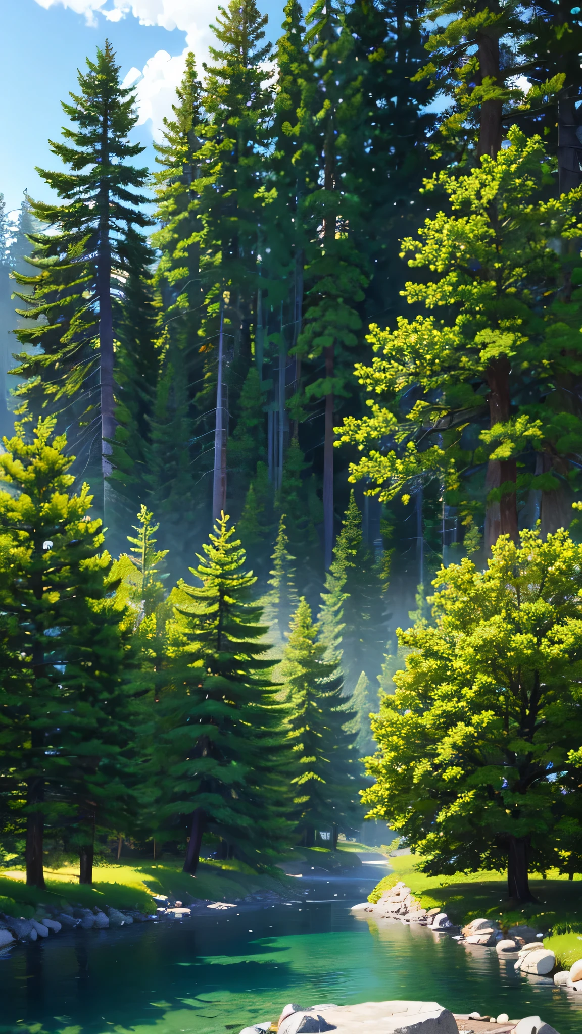Green pine trees, HD 4K