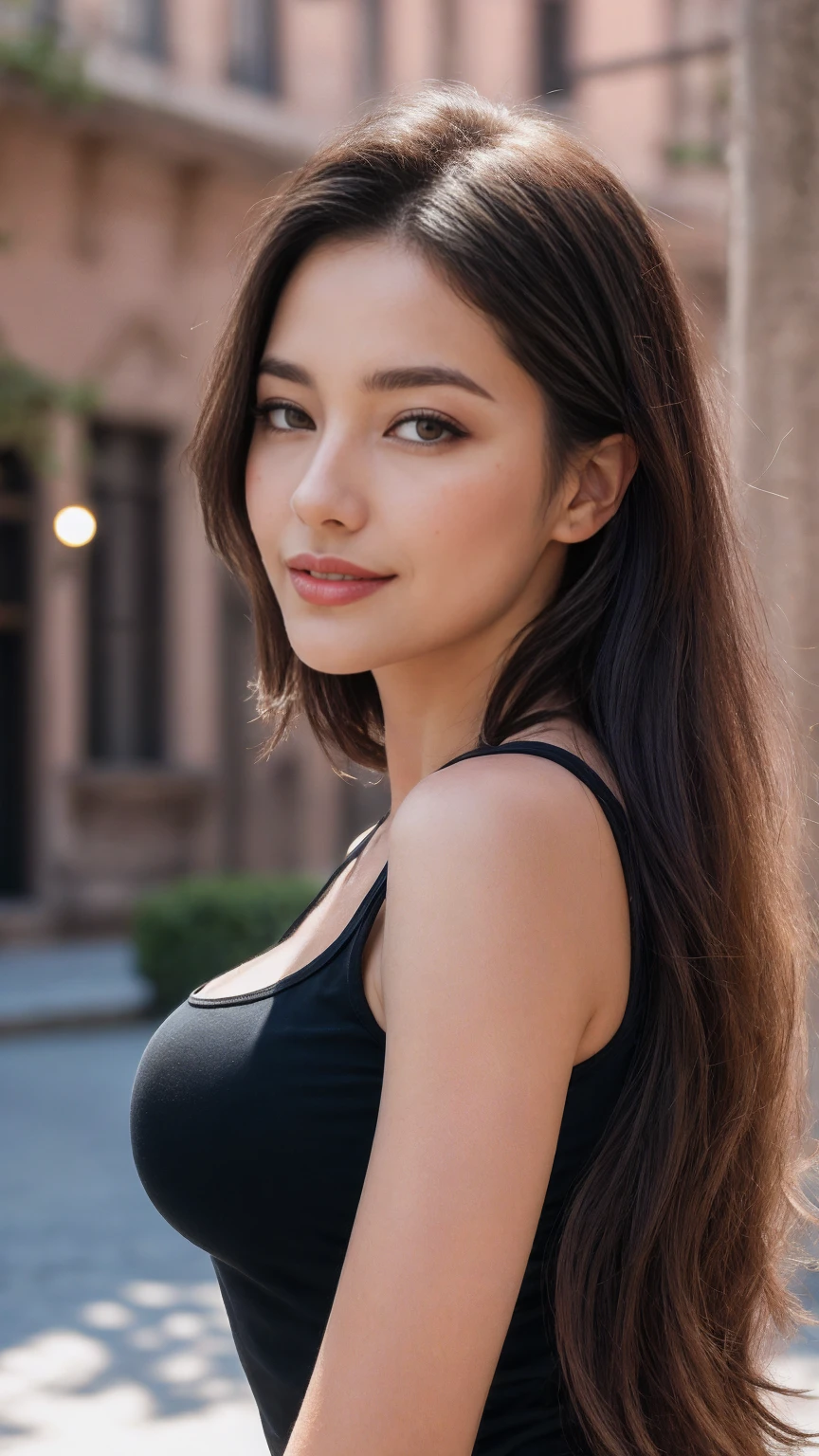 hyper realistic, black t-shirts, huge breasts, sexy breasts, fotografia ultra detalhada da mulher loira com olhos azuis, roupas curtas, com saia, mostrando corpo inteiro, sorridente, Tarde, profundidade de campo, courtyard, Hall da Fama, rosto bonito detalhado, bedroom scenery, postura corporal natural, professional photographie, captured with professional DSLR camera, trending on ArtStation,  mil, Ultra Detalhado, ultra preciso detalhado, Medium bokeh illumination, surrealismo, Fundo de Thomas Kinkade, Urbano, Motor Ultra Unreal, WLOP, Pauline Voss, Pascal Quidault, Christian Scho b, Martina Fackova, intrincado, epics, sardas, peach fluff, detailed mascara