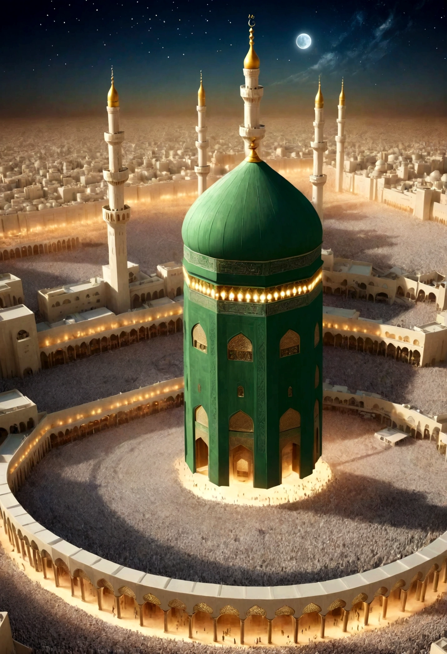 Animation or illustration of Imam Mahdi appearing in Mecca