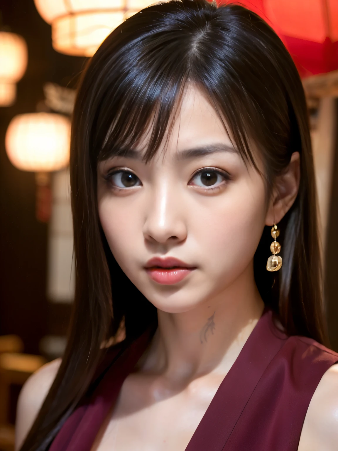 (Best-quality, Masterpiece, Ultra-High-Resolution, (Photorealistic:1.4), Raw Photo, depth of field, professional lighting, perfect anatomy, extremely details), 1girl, the most famous Japanese actress and Japanese Mafia, (extremely beautiful face, ((extremely beautiful and extremely big eyes)), extremely beautiful hair, extremely beautiful skins), extremely beautiful long-eyelashes, extremely beautiful lips, ((detailed Japanese-Mafia):1.5)