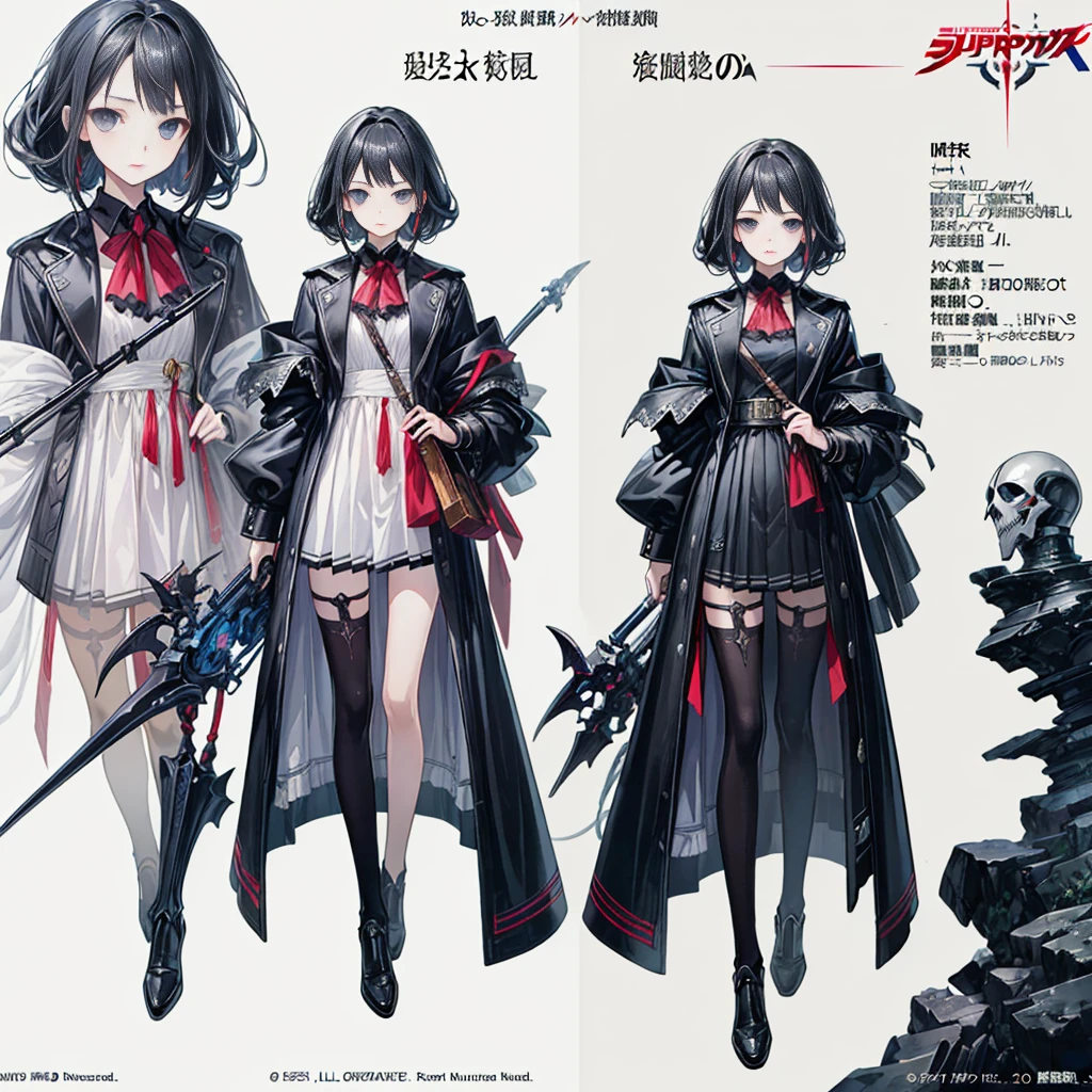 1girl、(((highest quality、Masterpiece、Official Art、Super detailed、The best composition、best composition)))、(Thin Hair)、 Super detailed, Anime Style, alone, full length, Concept Art,Vampire Hunter　high school girl　Reaper&#39;s Scythe, Black Sailor Suit, With the bat. Super huge, Tall and stylish, Very large.、White Background, full lengthに立って, Standing on the desolate land,battoujutsu
