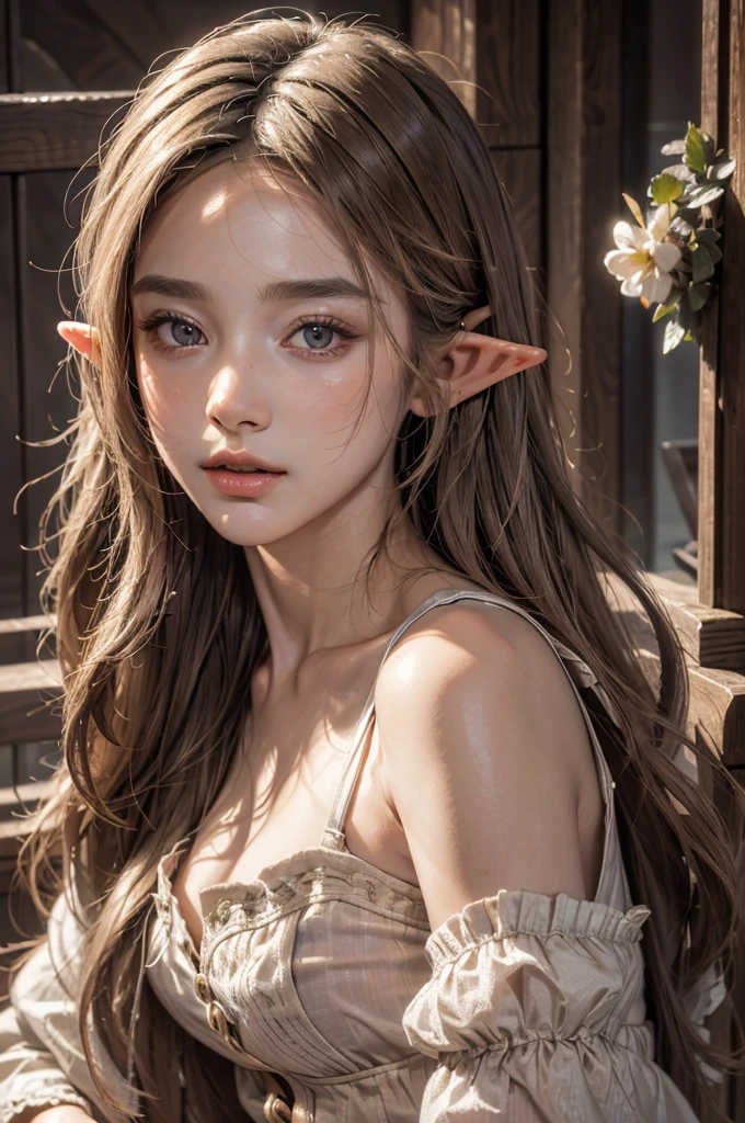 (highest quality, masterpiece:1.3), shape, ((Beautifully detailed face)), beautifully detailed skin, Intricate details, Very detailed, Best image quality in 8K, Fantasy World,A world of swords and magic,Big Forest,(18-year-old elf woman),Baby Face,(Detailed Hair),Detailed lips,Open your mouth,blush,Embarrassing, Realistic Face,Realistic Skin,(Vibrant Skin,Moisturized Skin:1.2),Vivid lips,Lip gloss