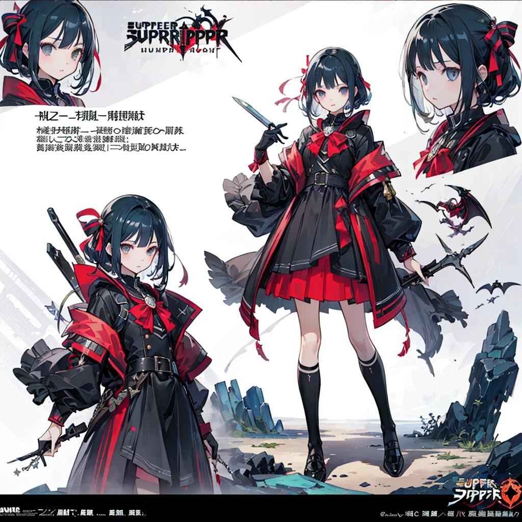 1girl、(((highest quality、Masterpiece、Official Art、Super detailed、The best composition、best composition)))、(Thin Hair)、 Super detailed, Anime Style, alone, full length, Concept Art,Vampire Hunter　high school girl　Reaper&#39;s Scythe, Black Sailor Suit, With the bat. Super huge, Tall and stylish, Very large.、White Background, full lengthに立って, Standing on the desolate land,battoujutsu
