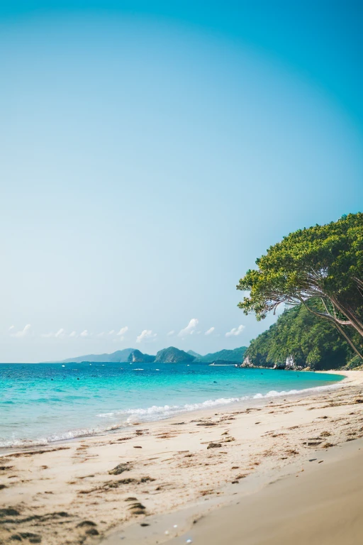 Clear Blue Sea,white sand beach,clear sky,Nature PhotographyHD 8k. Shot with canon eos r6.