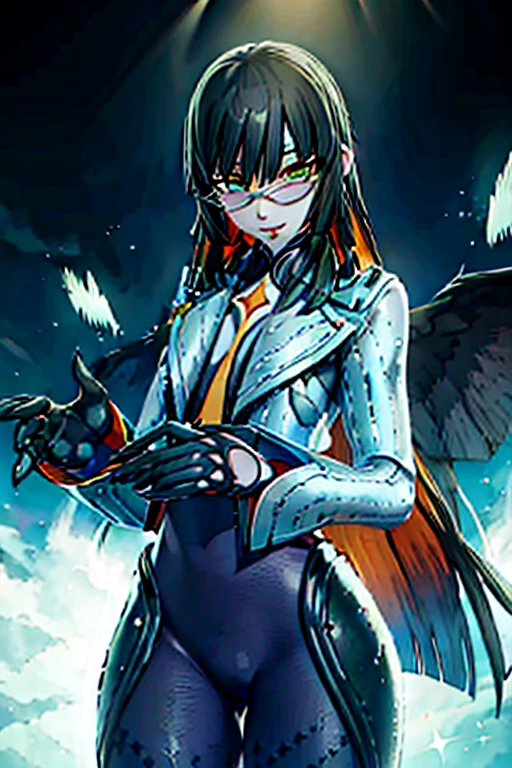 countess Daraku, long hair, glasses, gloves, pants, smile, trench coats 
BREAK looking at viewer,
BREAK outdoors,
BREAK (masterpiece:1.2), best quality, high resolution, unity 8k wallpaper, (illustration:0.8), (beautiful detailed eyes:1.6), extremely detailed face, perfect lighting, extremely detailed CG, (perfect hands, perfect ???????)