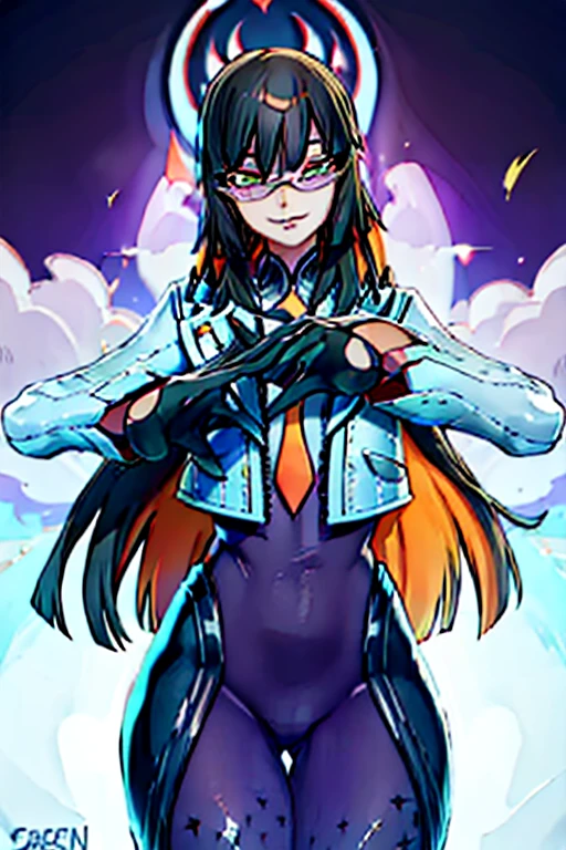 countess Daraku, long hair, glasses, gloves, pants, smile, trench coats 
BREAK looking at viewer,
BREAK outdoors,
BREAK (masterpiece:1.2), best quality, high resolution, unity 8k wallpaper, (illustration:0.8), (beautiful detailed eyes:1.6), extremely detailed face, perfect lighting, extremely detailed CG, (perfect hands, perfect anatomy)