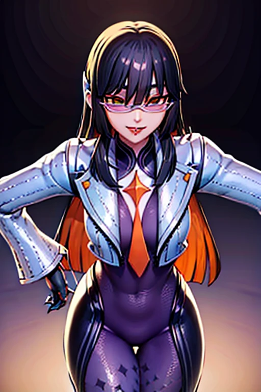 countess Daraku, long hair, glasses, gloves, pants, smile, trench coats 
BREAK looking at viewer,
BREAK outdoors,
BREAK (masterpiece:1.2), best quality, high resolution, unity 8k wallpaper, (illustration:0.8), (beautiful detailed eyes:1.6), extremely detailed face, perfect lighting, extremely detailed CG, (perfect hands, perfect anatomy)