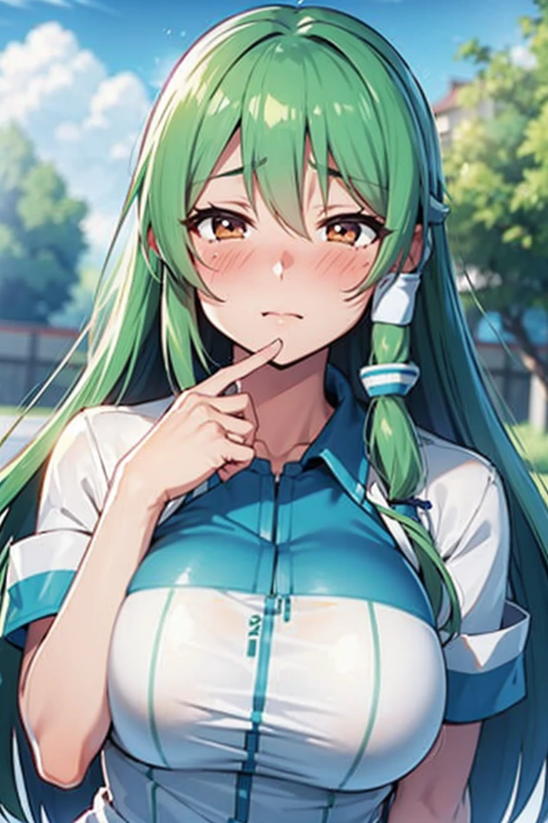 Sanae Kochiya Big breasts Shy Blushing