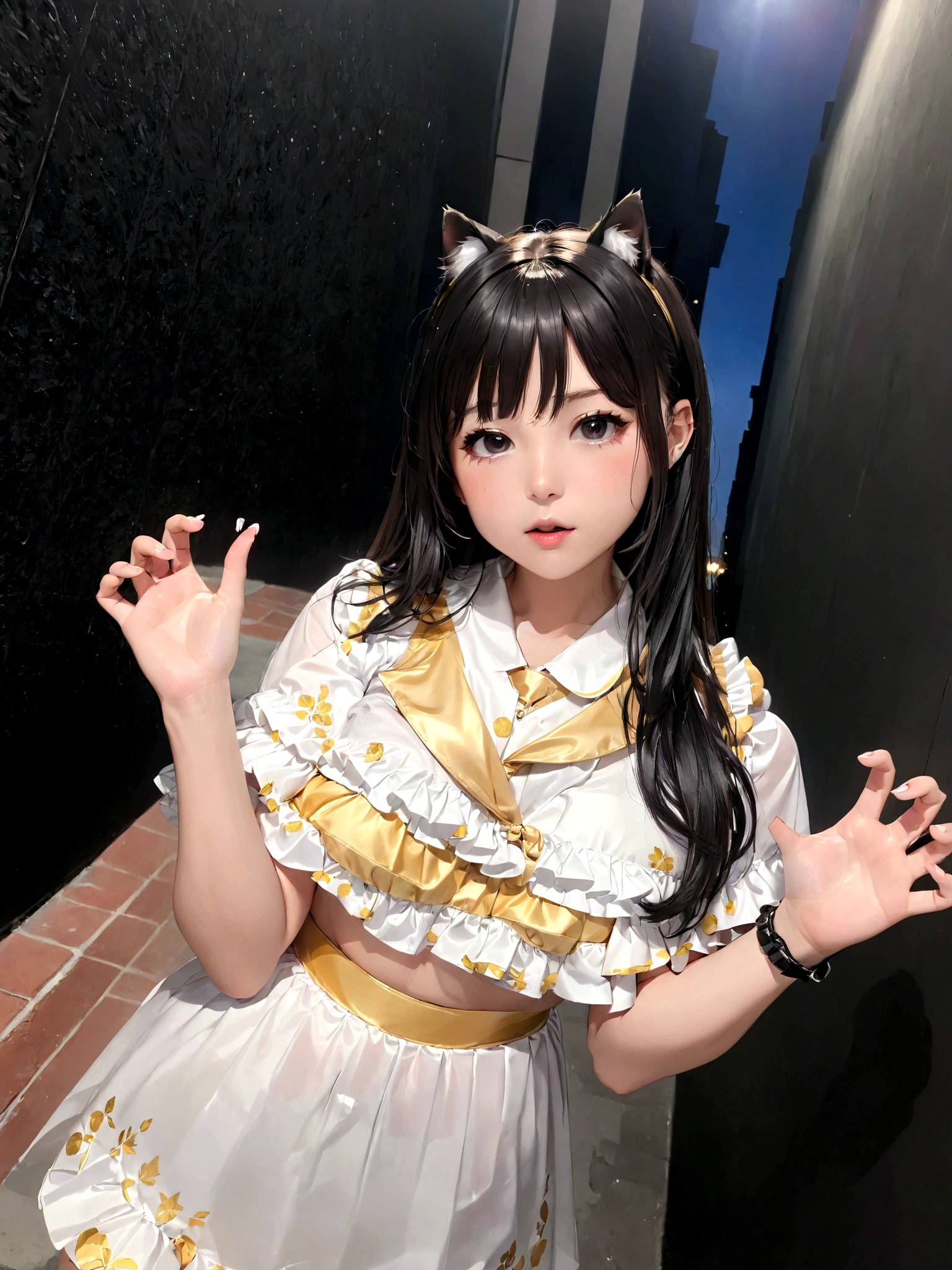 There is a woman taking pictures wearing a costume., Shikamimi, nekomimi, Chiho, sakimichan, Cutcore, The motto is Teshirogi, run, nara michi, kemonomimi, E-girl, E-Women, Sakimi-chan, Shiny gold, Belle Delphine