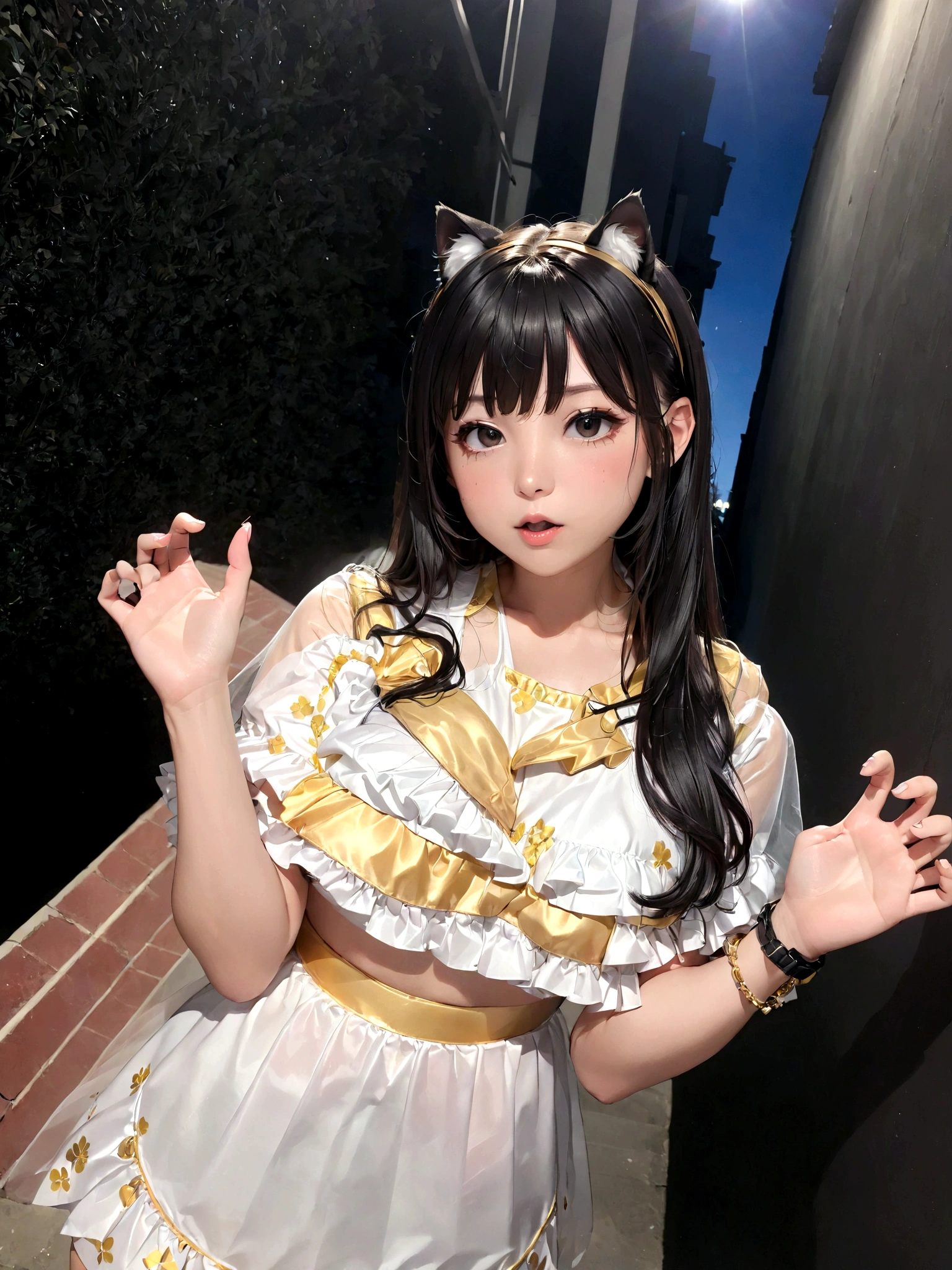 There is a woman taking pictures wearing a costume., Shikamimi, nekomimi, Chiho, sakimichan, Cutcore, The motto is Teshirogi, run, nara michi, kemonomimi, E-girl, E-Women, Sakimi-chan, Shiny gold, Belle Delphine