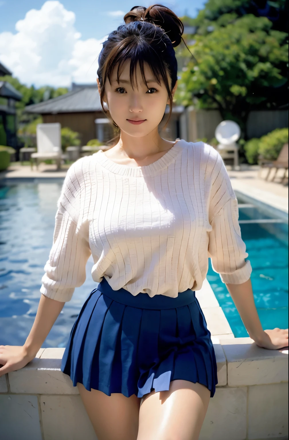 Actual Photos、Highest imYear quality、Realistic、Beautiful woman、白いpantiesとBeautiful thighs、Beautiful Face、real imYear、Federal Army Uniform Miniskirt、panties、ponytail、Yuriko Yoshitaka、16Year日本人女性、Zuo々Ki Nozomi:1.4、pretty girl、ピンクのpantiesーが見える、1６Year、（白いpantiesー:1.3）、Ultra mini skirt、Beautiful thighs、ピンクのpantiesー、赤いミニスカートがめくれてピンクのpantiesーが見えてる