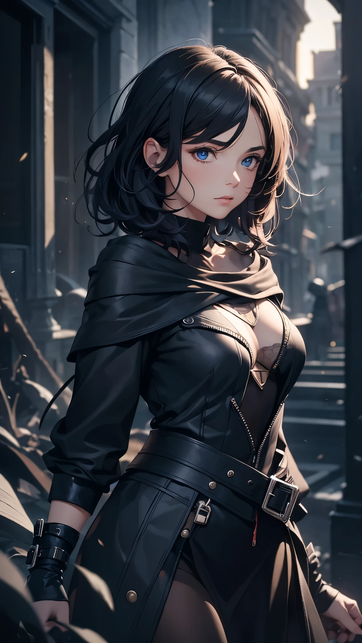 (One 18-year-old woman),(wizard),(short black hair),(messy hair),(wavy hair),(dark), [nervous eyes],(sexy fashion, off shoulder, maxi length skirt, boots),(best quality, 4k, 8k, highres, masterpiece:1.2), ultra-detailed,(realistic, photorealistic, photo-realistic:1.37),(fantasy, magic, mystical, enchanting), (dramatic lighting), (moody, somber), (deep rich colors)