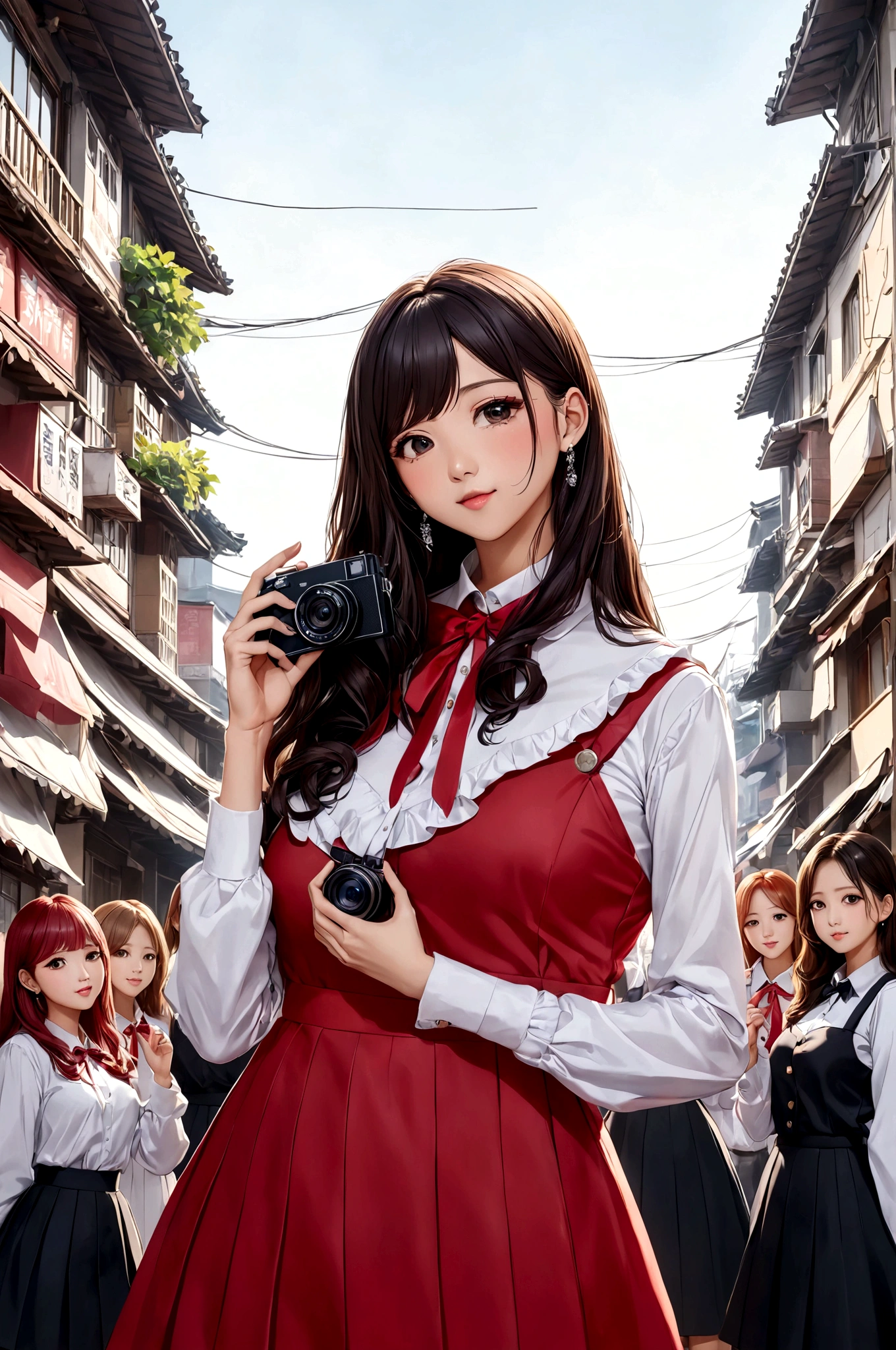 Arapeh taking a photo wearing a red and white dress, Larisa Manoval, Jaeyeon Nam, Larissa Manoban of Blackpink, sakimichan, Chassis, Please park from the minute, Hwangse - It is, Lee, Ji - Eun, Lee, Ji - Eun, Twice's Tzuyu, full body xianxia