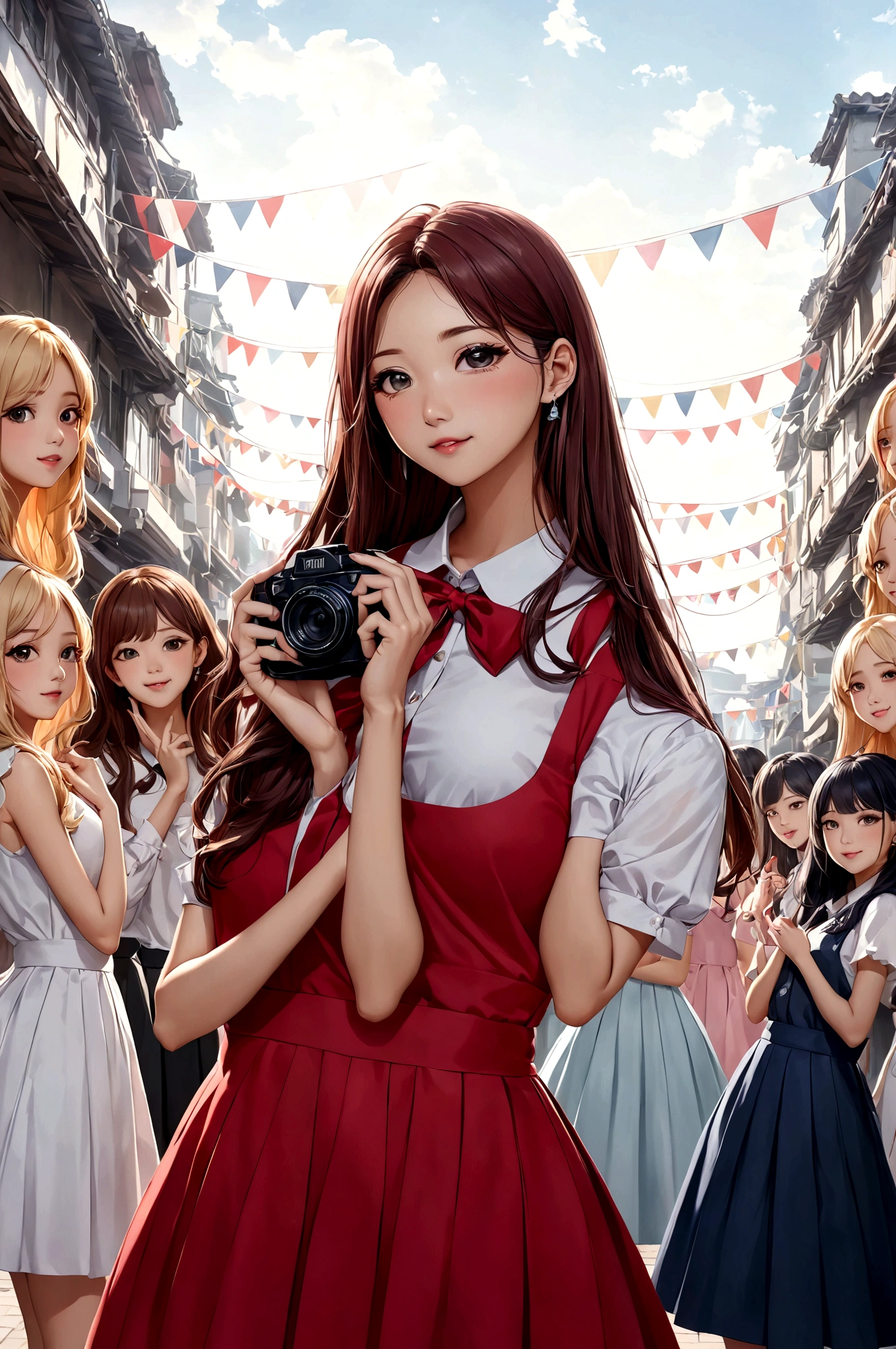 Arapeh taking a photo wearing a red and white dress, Larisa Manoval, Jaeyeon Nam, Larissa Manoban of Blackpink, sakimichan, Chassis, Please park from the minute, Hwangse - It is, Lee, Ji - Eun, Lee, Ji - Eun, Twice&#39;s Tzuyu, full body xianxia