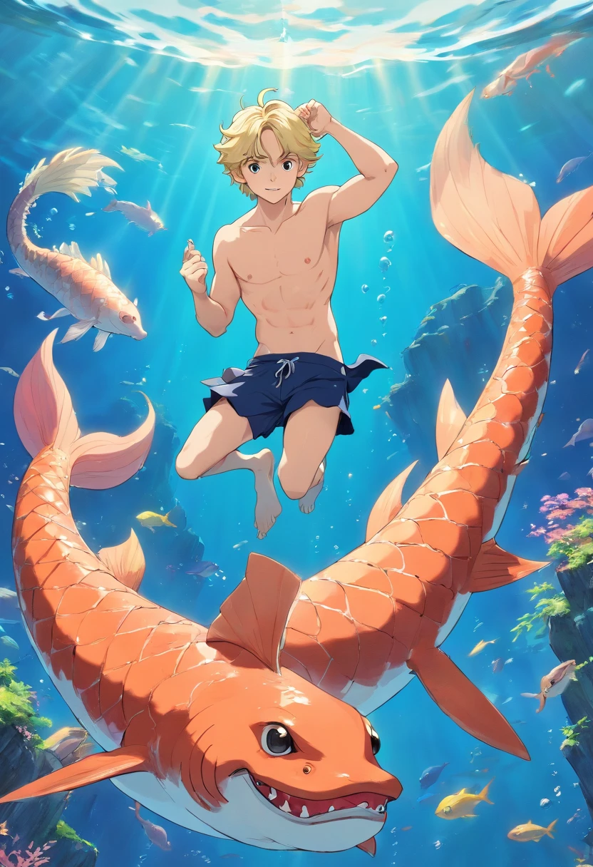 best quality, super fine, 16k, incredibly absurdres, extremely detailed, delicate and dynamic, gorgeous, magnificent, Ross Lynch as a merman
