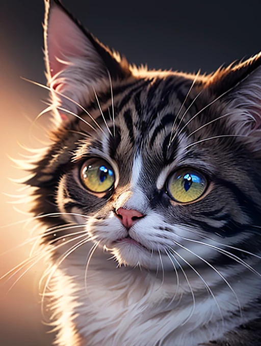 The Cat and the Lady、Cute and gentle、Straight eye focus、portrait、original、Supernatural、Another world、Ultra Detail、bright fur、Magic Lighting、trajectory、 Light dust、beautiful、Cinematic lighting、 Bokeh effect