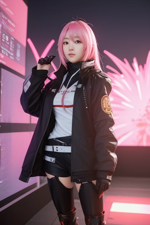 there are many anime characters on a wall with a star, arknights, from arknights, fanime girl in short shorts and jacket standing next to giant robot, artwork in the style of guweiz, cyberpunk anime girl mech, trending on cgstation, guweiz, by Russell Dongjun Lu, digital cyberpunk anime art, ross tran 8 k, guweiz on artstation pixiv, girl in mecha cyber armor ate grand order, from bravely default ii, crisp clear rpg portrait, chibi, characters from azur lane, kantai collection style, genshin, art of kirokaze pixel, hd artwork, kantai collection arcade, video game genshin impact, granblue fantasy+++++arafed image of a group of asian women posing for a picture, (pink colors), trending at cgstation, pink skin, trending on cgstation, portrait of a pink gang, 1 as february), ulzzang, ((pink)), pink clothes, trending on bbwchan, yanjun chengt, in girls generation, pastel pink skin tone