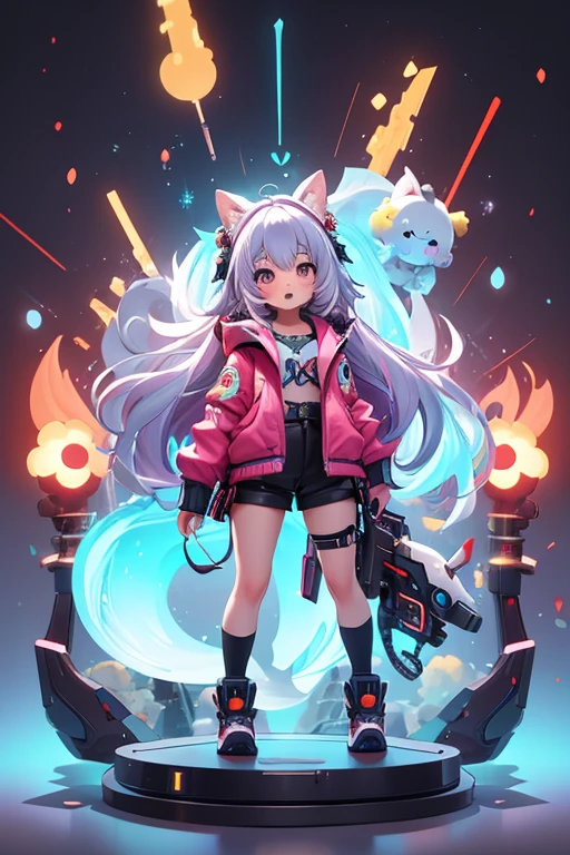 best quality，Super detailed，Realistic，（像素Art，概念Art：1.2），humor，天馬行空的imagination，quirky style，Cartoon creatures，Crazy combination，chaotic scene，，creativity，Art，mixed species inspiration，Pokemon style，Love to play、whimsical、Colorful、Playful、imagination、Mysterious atmosphere、Cute characters、unique design、fictional animals、eye-catching、Attention to detail、Colorful、expressiveness、Entertainment、Unconventional、Stimulate、various kinds，animal diversity，harmonious relationship，peaceful coexistence，animal world，Art表現，Beautifully illustrated creatures，Amazing fusion，hybrid animals，Unusual biological pairings，口袋妖怪Art風格，數碼寶貝關鍵Art，杉森健Art，Maki Haku，位圖Art，釋放imagination，charming depiction，Case，Interesting visual storytelling，Rich creativity，Wonderful composition，自然的Art靈感，迷人的Art作品，Rich narrative，whimsical的故事，Playful的詮釋，富有imagination的設置，獨特的Art表達，Lively and dynamic，images full of energy，stunning details，精心製作的Art品anime girl in short shorts and jacket standing next to giant robot, artwork in the style of guweiz, cyberpunk anime girl mech, trending on cgstation, guweiz, by Russell Dongjun Lu, digital cyberpunk anime art, ross tran 8 k, guweiz on artstation pixiv, girl in mecha cyber armor