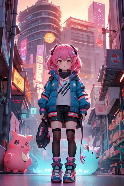 best quality,Super detailed,Realistic,(像素Art,概念Art:1.2),humor,天馬行空的imagination,quirky style,Cartoon creatures,Crazy combination,chaotic scene,,creativity,Art,mixed species inspiration,Pokemon style,Love to play、whimsical、Colorful、Playful、imagination、Mysterious atmosphere、Cute characters、unique design、fictional animals、eye-catching、Attention to detail、Colorful、expressiveness、Entertainment、Unconventional、Stimulate、various kinds,animal diversity,harmonious relationship,peaceful coexistence,animal world,Art表現,Beautifully illustrated creatures,Amazing fusion,hybrid animals,Unusual biological pairings,口袋妖怪Art風格,數碼寶貝關鍵Art,杉森健Art,Maki Haku,位圖Art,釋放imagination,charming depiction,Case,Interesting visual storytelling,Rich creativity,Wonderful composition,自然的Art靈感,迷人的Art作品,Rich narrative,whimsical的故事,Playful的詮釋,富有imagination的設置,獨特的Art表達,Lively and dynamic,images full of energy,stunning details,精心製作的Art品anime girl in short shorts and jacket standing next to giant robot, artwork in the style of guweiz, cyberpunk anime girl mech, trending on cgstation, guweiz, by Russell Dongjun Lu, digital cyberpunk anime art, ross tran 8 k, guweiz on artstation pixiv, girl in mecha cyber armor