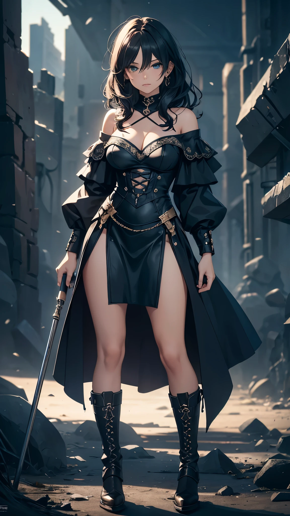 (masterpiece, 4K ,Super detailed:1.2), (anime:1), (Perfect quality), (anger), (((Adult body))), The whole body is shown, View Viewer, Holding a sword, Adult women, tall, Full Body Art, Knight's full plate decorated armor, Silver Cape, Perfect detail, Desperate look, Ultra violent women, Powerfully々And, Muscular, Military Commander, A woman in very heavy white armor, Green Hair