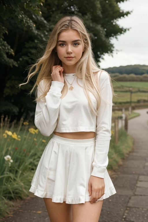 mejor calidad, Glamor young girl 18 years old white skin color stand in uk, Irlanda del Norte, con cuentas, disparado con Leica M3 135mm f1.8 solamente