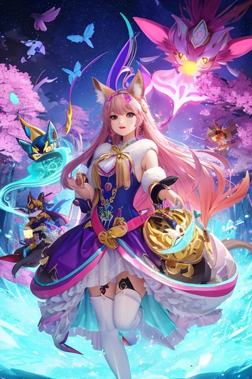 animal illustrations,mixed species,different kinds of animals,various species,diverse animals,digimon evolution,Ultimate Evolution,perfect body,ultimate body,horse,There is personification,digimon evolution,Ultimate Evolution,perfect body,ultimate body,UFO,There is a horse,There is personification animation comprehensive,Multiple animal races,Fully anthropomorphic(human body,Animal ears,Beast tail),Lots of beauties,Many dancers,Lots of beauties最佳品質,Super detailed,Realistic,(像素Art,概念Art:1.2),humor,天馬行空的imagination,quirky style,Cartoon creatures,Crazy combination,chaotic scene,,creativity,Art,mixed species inspiration,Pokemon style,Love to play、whimsical、Colorful、Playful、imagination、Mysterious atmosphere、Cute characters、unique design、fictional animals、eye-catching、Attention to detail、Colorful、expressiveness、Entertainment、Unconventional、Stimulate、various kinds,animal diversity,harmonious relationship,peaceful coexistence,animal world,Art表現,Beautifully illustrated creatures,Amazing fusion,hybrid animals,Unusual biological pairings,口袋妖怪Art風格,數碼寶貝關鍵Art,杉森健Art,Maki Haku,位圖Art,釋放imagination,charming depiction,Case,Interesting visual storytelling,Rich creativity,Wonderful composition,自然的Art靈感,迷人的Art作品,Rich narrative,whimsical的故事,Playful的詮釋,富有imagination的設置,獨特的Art表達,Lively and dynamic,images full of energy,stunning details,精心製作的Art品極品,masterpiece,illustration,,Fox ears,Mecha,mechanical,Fluffy tail,Blank Background,mechanical腿,(fluorescent color:1.5),(Laser purple light:1.1),Foxfire,fluorescent pink,
