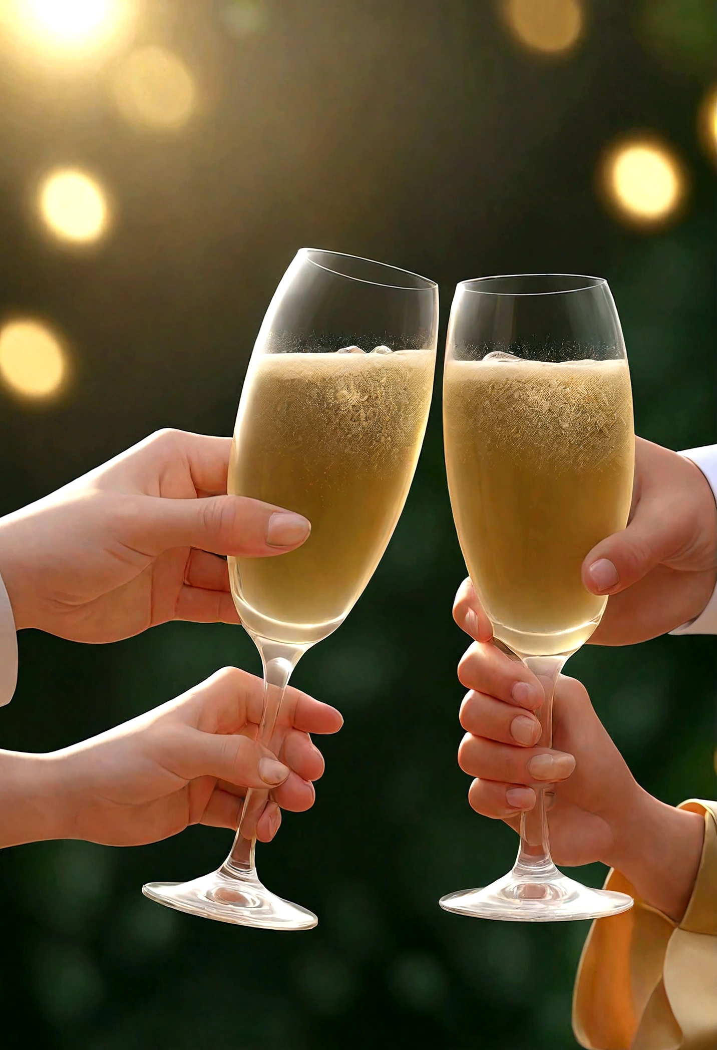 amigos juntos olhando para a foto, hands together holding a glass of champagne