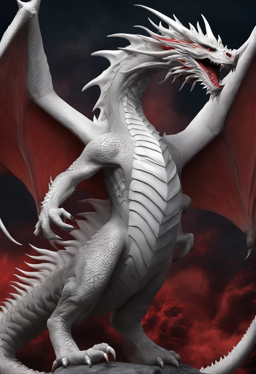 White dragon with red