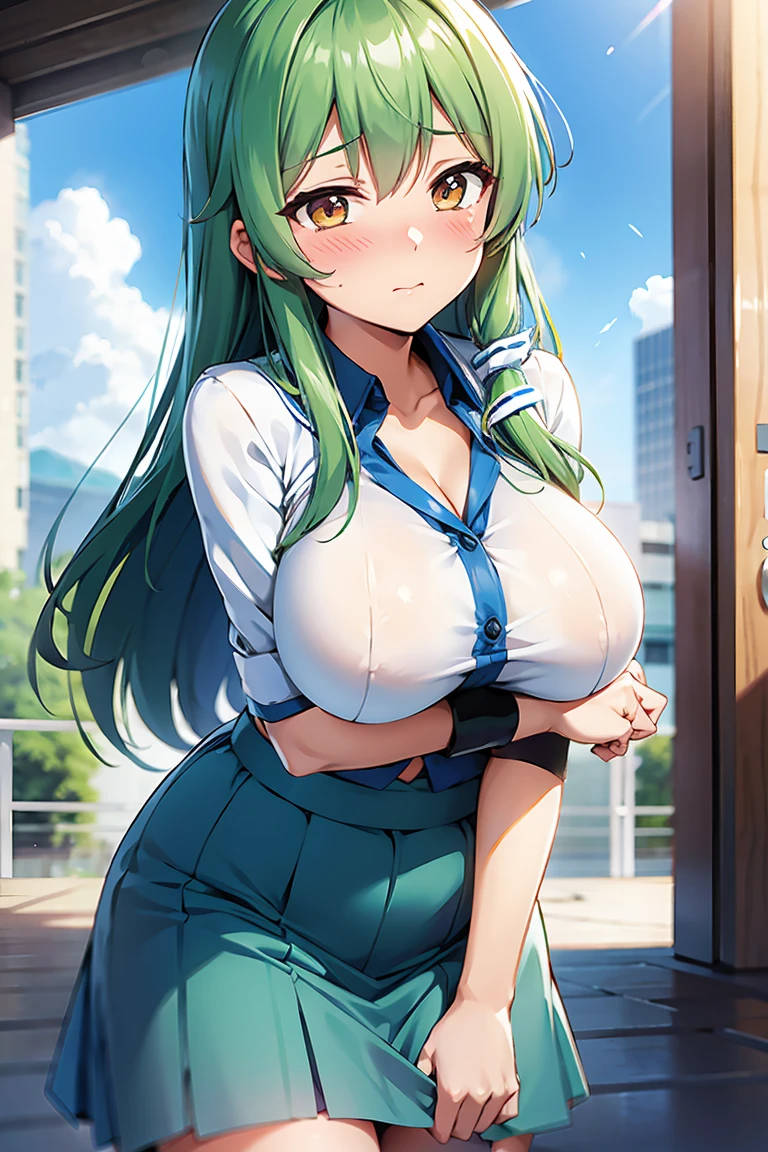 Sanae Kochiya Big breasts Shy Blushing