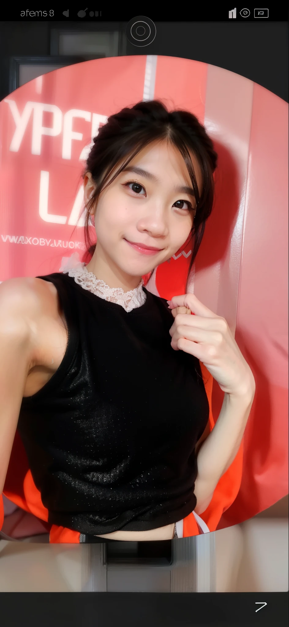 Female , little smile, long hair, tight mini corset dress