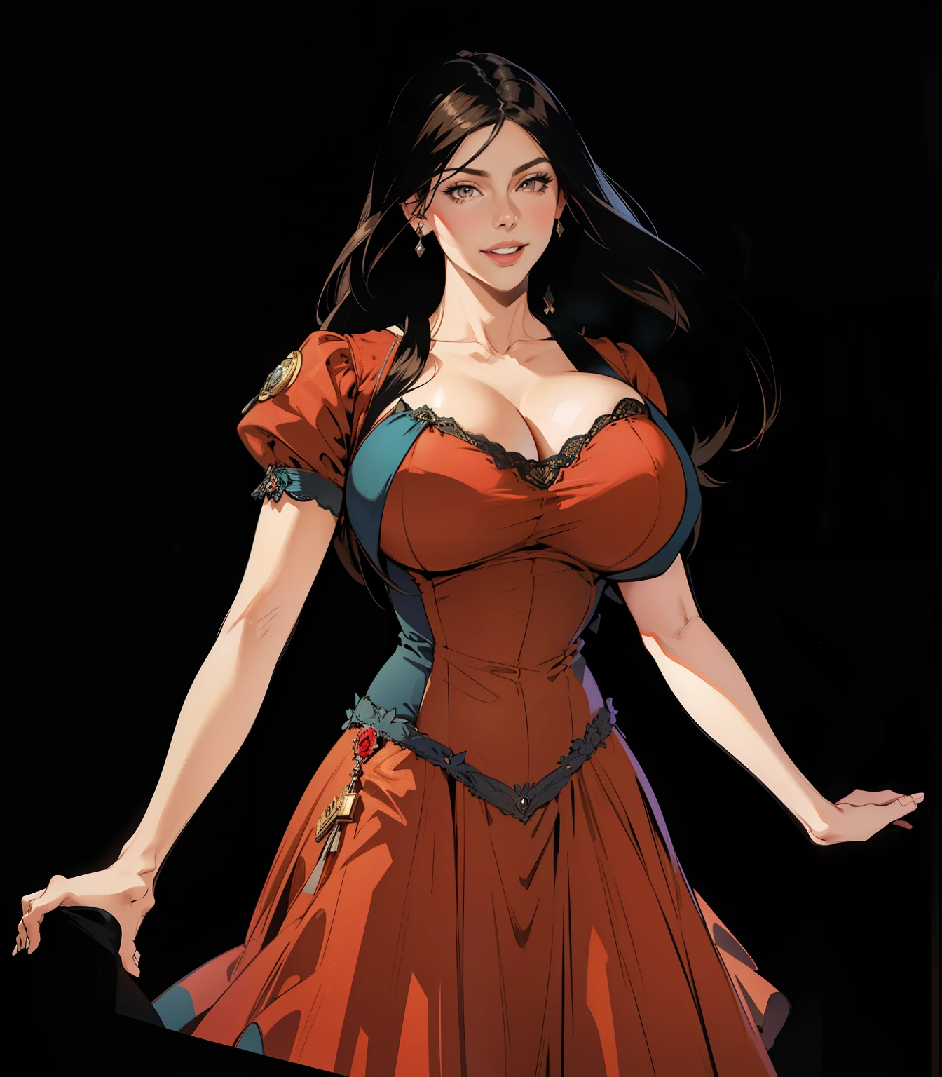 milf, mature female, busty, huge , huge breasts, hentai, high detail, close up, symmetrical, high quality, absurdres, high res, ultrasharp, 8K, masterpiece, extreme attention to detail, perfect face,Realistic, (masterpiece, top quality, best quality,) very detailed, most detailed, (1woman:1.3), smile, red lips, kate beckinsale face, long hair, (victorian era dress), (victorian era ball gown),