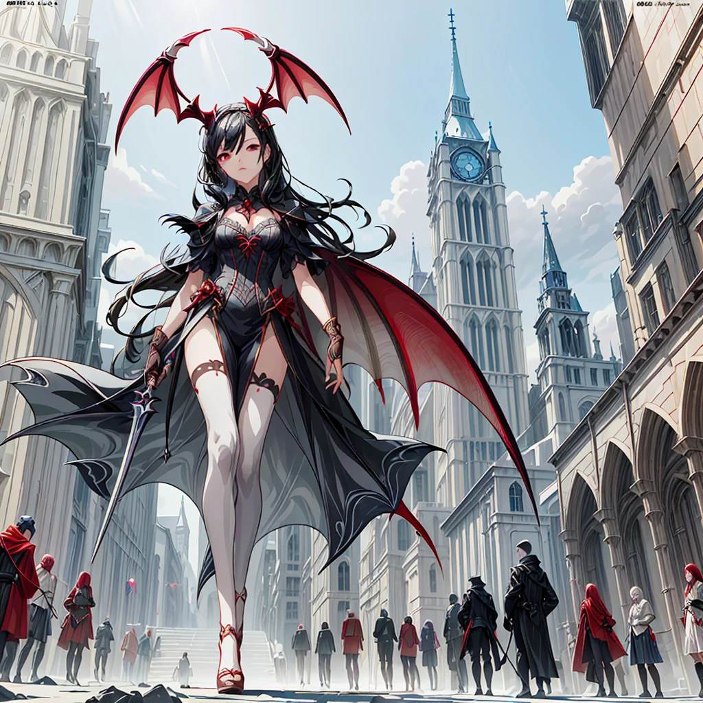 1girl、(((highest quality、Masterpiece、Official Art、Super detailed、The best composition、best composition)))、(Thin Hair)、 Super detailed, Anime Style, alone, full length, Concept Art,Vampire Hunter high school girl Reaper's Scythe, Black Sailor Suit, With the bat. Super huge, Tall and stylish, Very large.、White Background, full lengthに立って, Standing on the desolate land,battoujutsu,Beautiful and dynamic poses using the full screen、