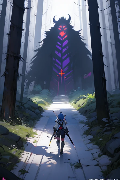make medieval anime, RPG, fantasy commercial art. the name of the anime is: Heiress Odyssey: Dawn of the Unjust. In the bottom right corner, the name of the station is: Suplantar. In the bottom left corner put the name of the song: Yurushi no Tabi. (put a dark forest with some assassins in the shadows)