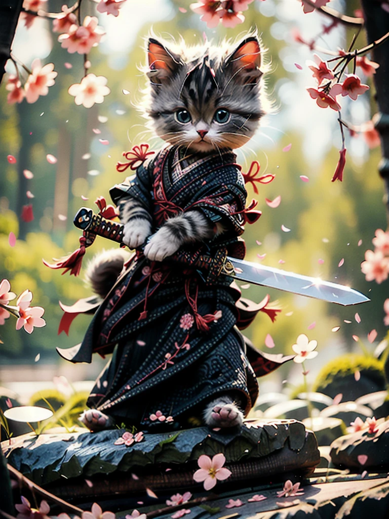 Best quality, masterpiece, ultra high res, raw photo, beautiful and aesthetic,deep shadow, dark theme,(photorealistic:1.4),
White kitten, Hanfu, Chinese calligraphy, chinese clothes, holding weapon, holding sword, sakura,
Graceful poise, evocative atmosphere, magnetic presence, refined seduction, captivating mystique,
Intricate zentangle patterns, a single female figure, astonishing level of detail, generously endowed, striking perspective, a chaotic masterpiece, gracefully poised, vibrant color palette, ((outdoors)), inspired by rococo architecture