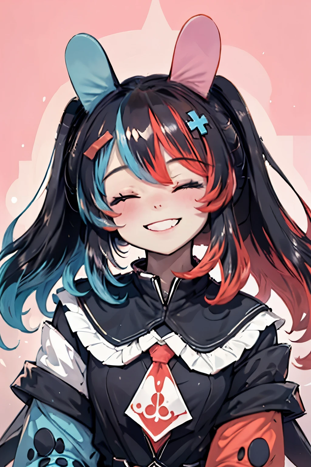 Highly detailed, High Quality, Masterpiece, beautiful, 1girl, solo, SwitchchanOutfit, (HeadpatPOV:1.5), headpat, pov, smile, bright smile, head tilt, closed eyes, happy, blush,