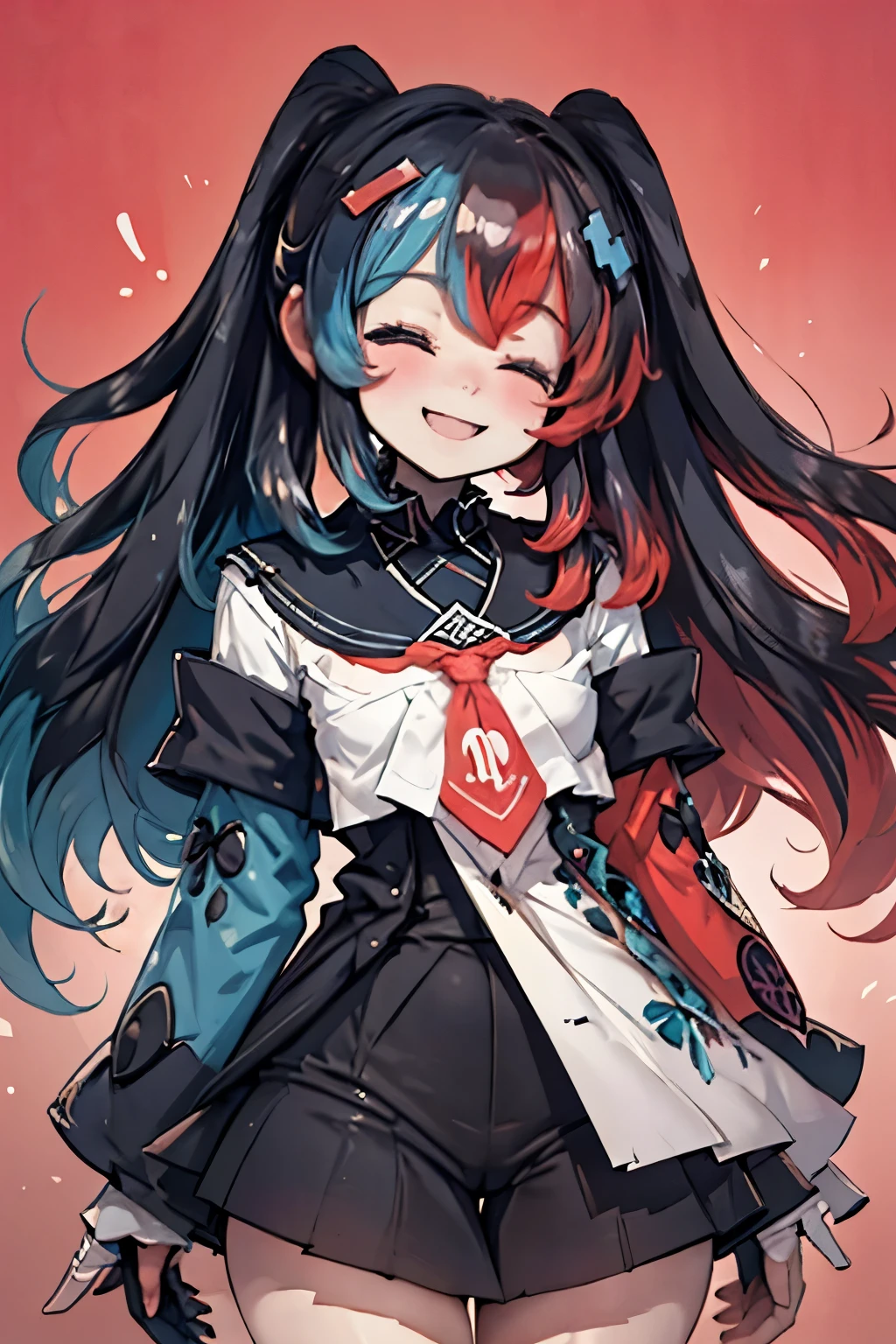 Highly detailed, High Quality, Masterpiece, beautiful, 1girl, solo, SwitchchanOutfit, (HeadpatPOV:1.5), headpat, pov, smile, bright smile, head tilt, closed eyes, happy, blush,