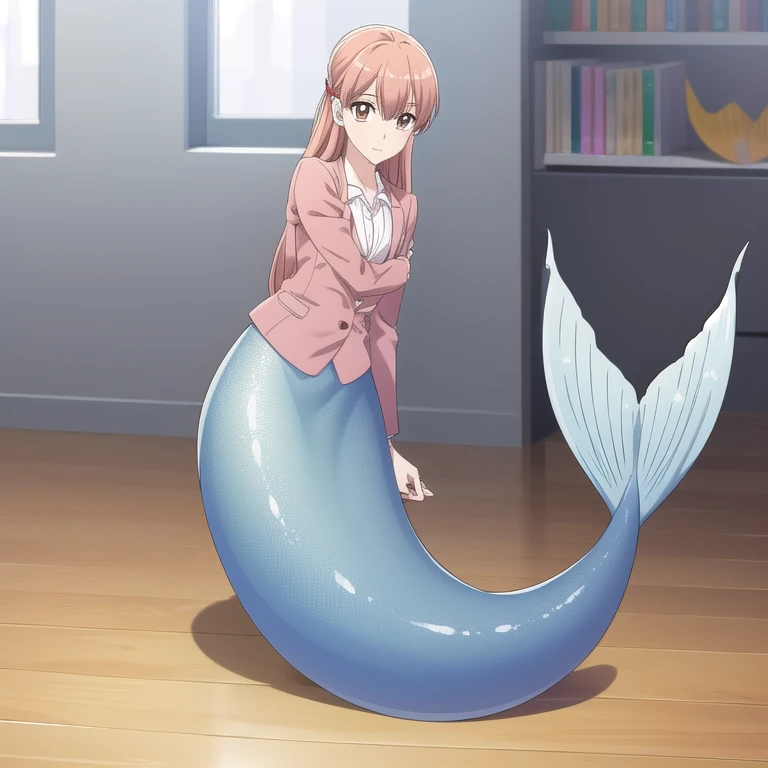 narumimomose, narumi momose, long hair, (brown eyes:1.2),
Mermaid, mermaid tail below waistline, water, 
BREAK looking at viewer,
BREAK indoors,
BREAK (masterpiece:1.2), best quality, high resolution, unity 8k wallpaper, (illustration:0.8), (beautiful detailed eyes:1.6), extremely detailed face, perfect lighting, extremely detailed CG, (perfect hands, perfect anatomy),