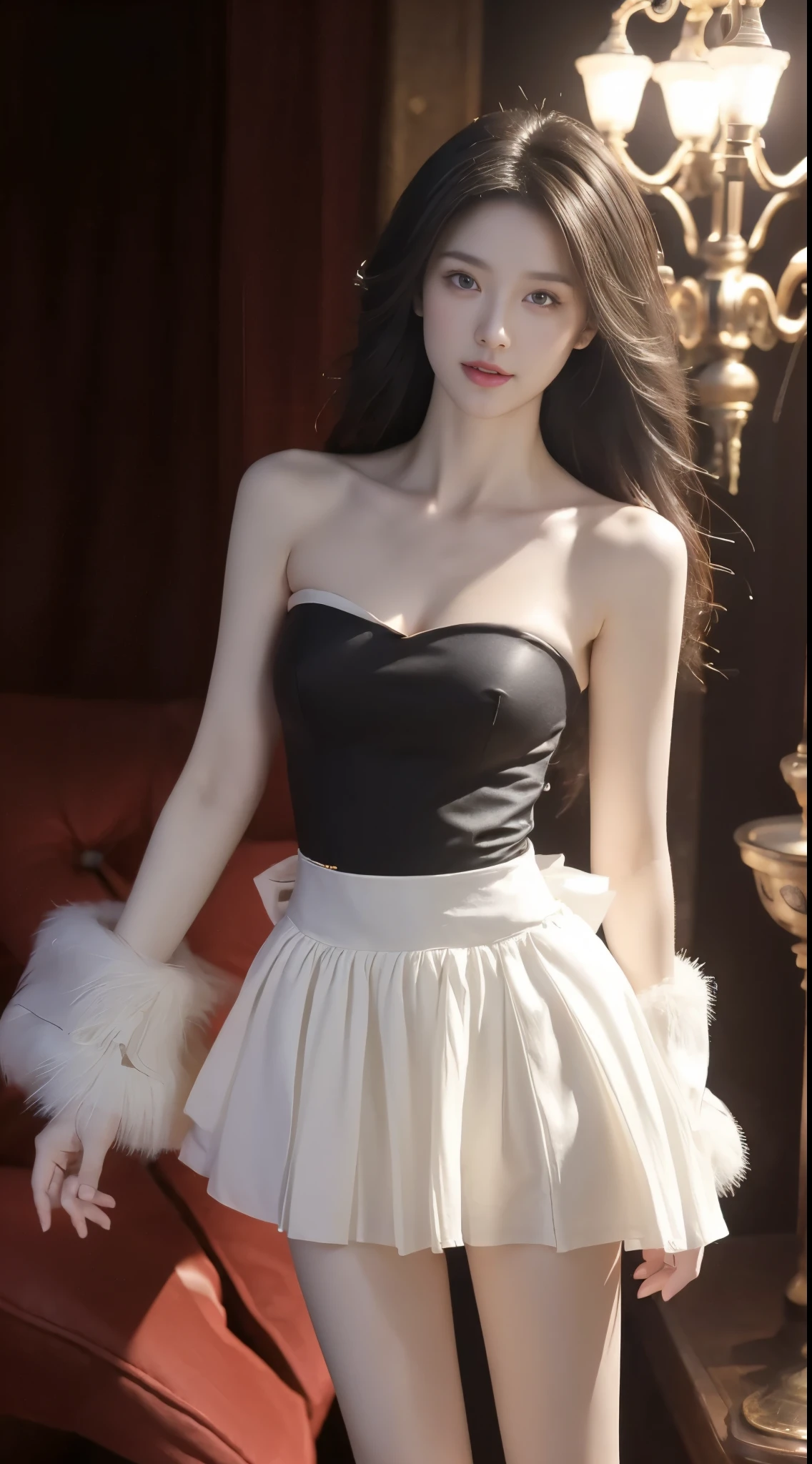 dark academia,outfits,
((cowboy shot)), ((Bare shoulder)), ((Short hemlines, sexy long legs)), ((Elegant and charming posture, random view shots)), realistic detailed photo of a giant breasted girl with exposed shoulders, detailed fingers, high quality skin, red eyes, alone in a winter scene with clouds, wind, and flowing hair, (best quality,4k,8k,highres,masterpiece:1.2),ultra-detailed,(realistic,photorealistic,photo-realistic:1.37),studio lighting,vivid colors